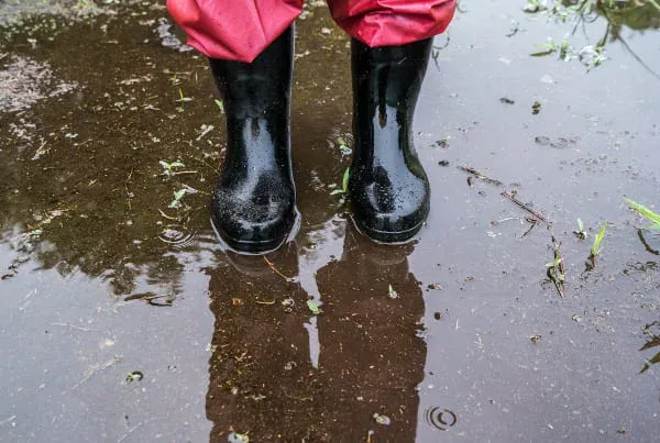 Bottes noires en caoutchouc pour sortir par temps de pluie